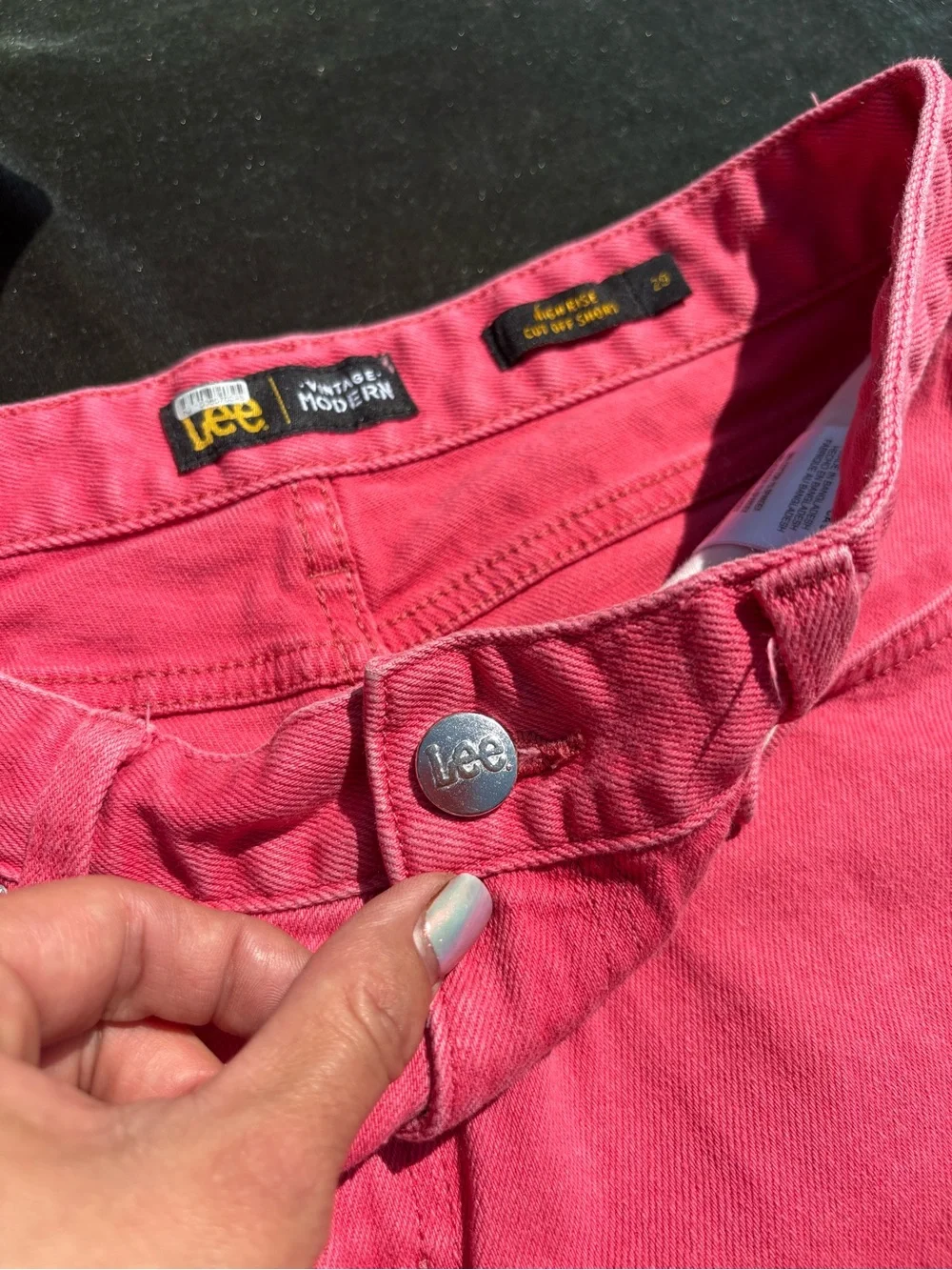 Lee Hot Pink Denim Shorts with Frayed Hem